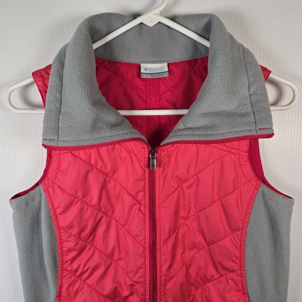 Columbia Women’s Coral and Gray Mix It Full Zip Quilted Vest Size Small - Picture 3 of 12